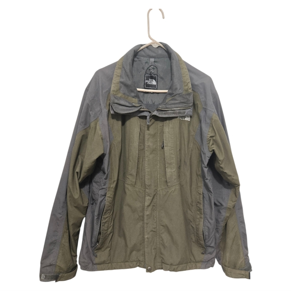 The North Face HyVent Waterproof Windbreaker Jacket Men Sz Large Army Green Gray - Picture 12 of 12
